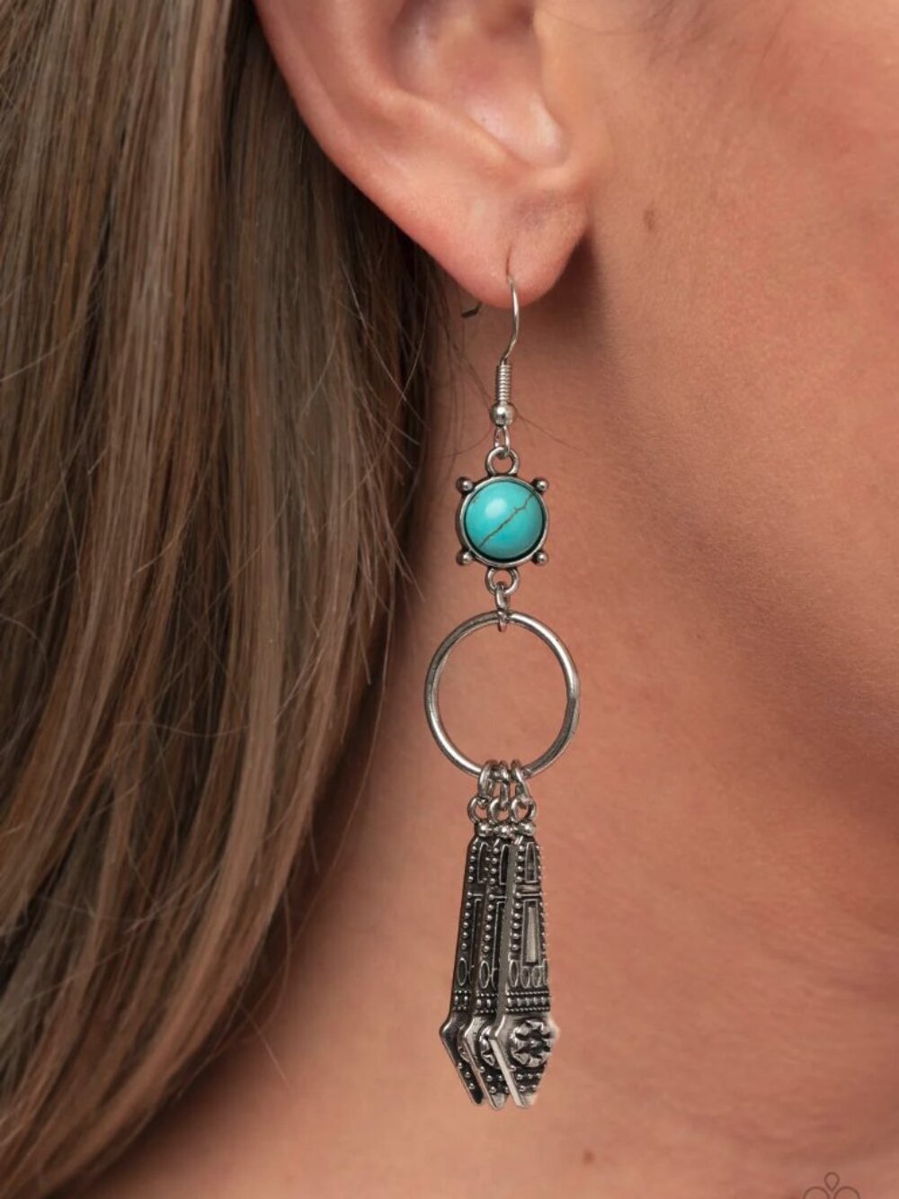 Paparazzi Jewelry Accessories - Prana Paradise - Blue Earrings - Vintage